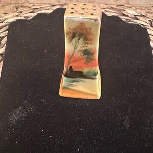 Scenic Ceramic Salt Shaker with Orange and Yellow Design